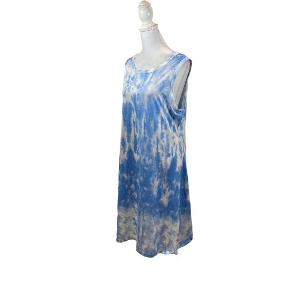 Ladies New Without Tags Blue Tie Dye Print Casual Dress Size Medium - Picture 9 of 15